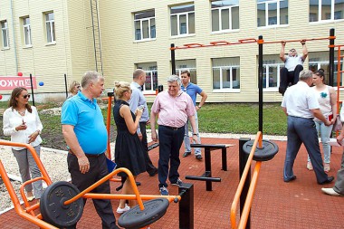 На открытии нового спорткомплекса в Большемурашкинской средней школе