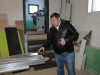 Родион Алексеев в цеху по изготовлению мебели